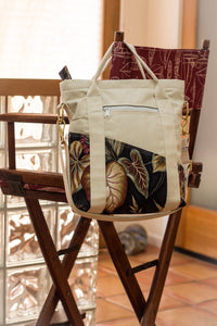 The "Old Maui" Handmade Canvas Bag - Made in Maui, Hawaii - West Maui Design Co. - Floral Blue and Duck Canvas